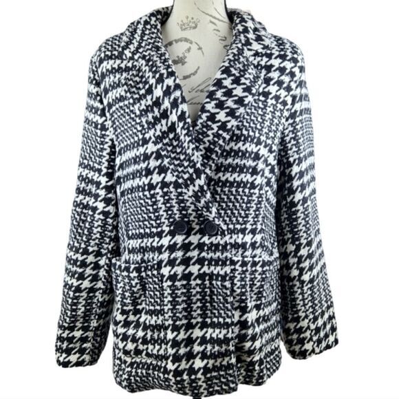 Jade & Ivory 26 International NWT Double Breasted Houndstooth Blazer Peacoat M - Picture 2 of 10